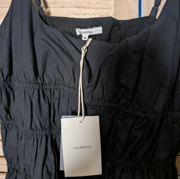 Tularosa Donna Mini Dress Black Smocked Fit & Flare Adjustable Straps Size M NWT - Picture 4 of 7